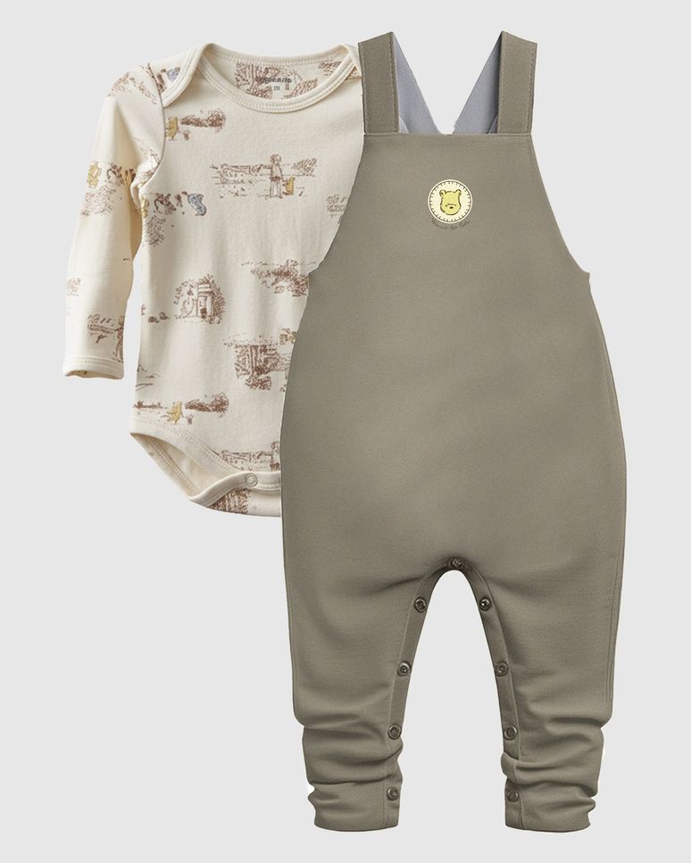 Conjunto Bebê Menino Body + Macacão Ursinho Pooh Disney Malwee Kids