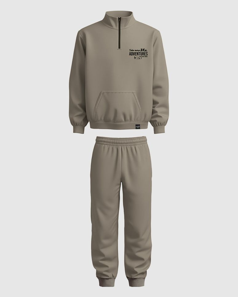 Conjunto Infantil Menino Blusão Gola Alta Com Zíper Em Moletinho Malwee Kids