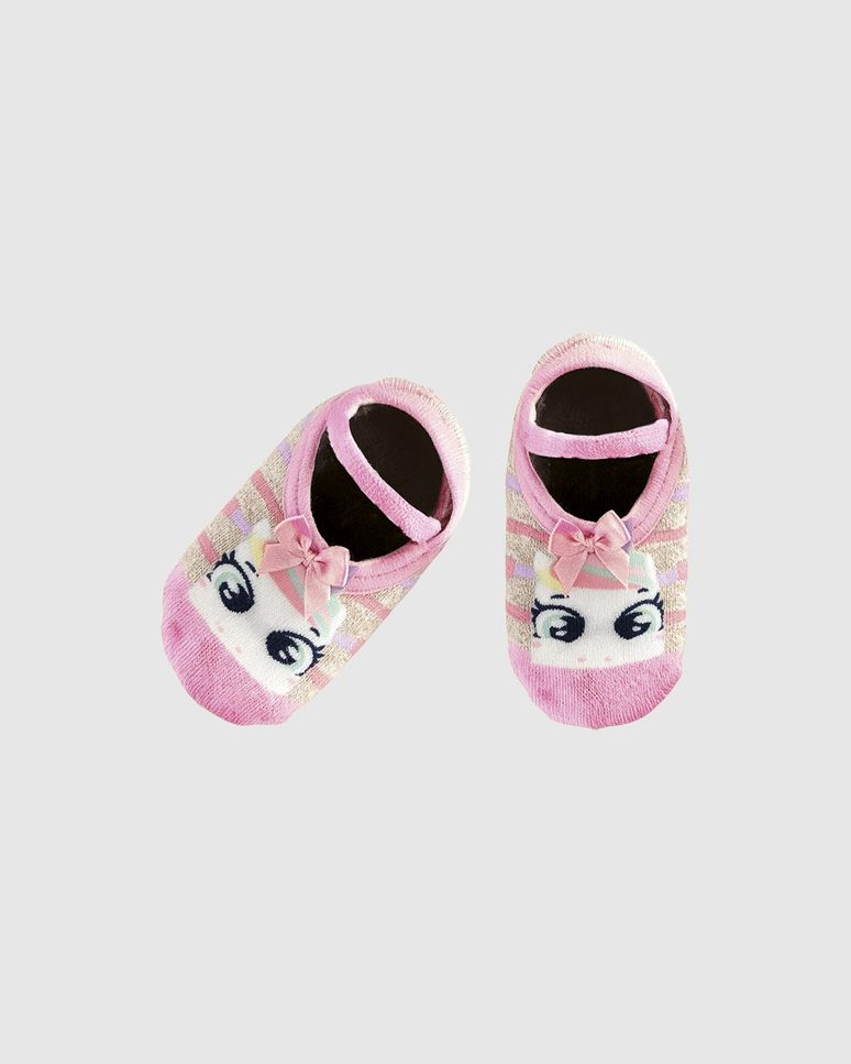 Meia Sapatilha Infantil Bebê Menina Estampa E Laço Decorativo Malwee Kids