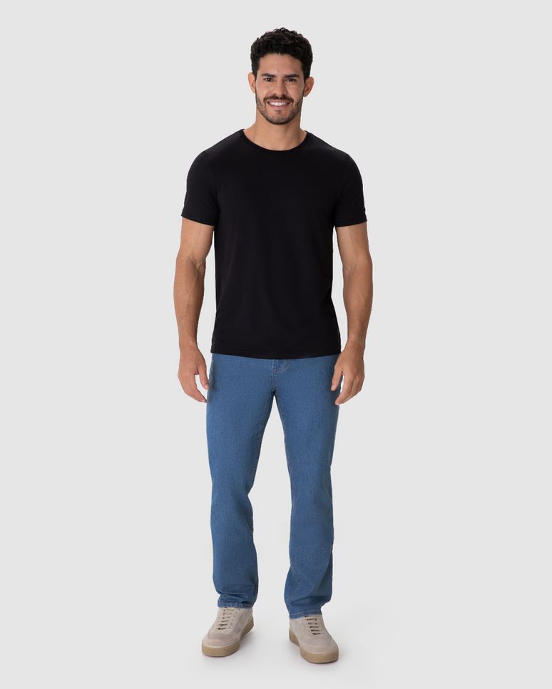 Calça Masculina Tradicional Em Jeans Com Elastano