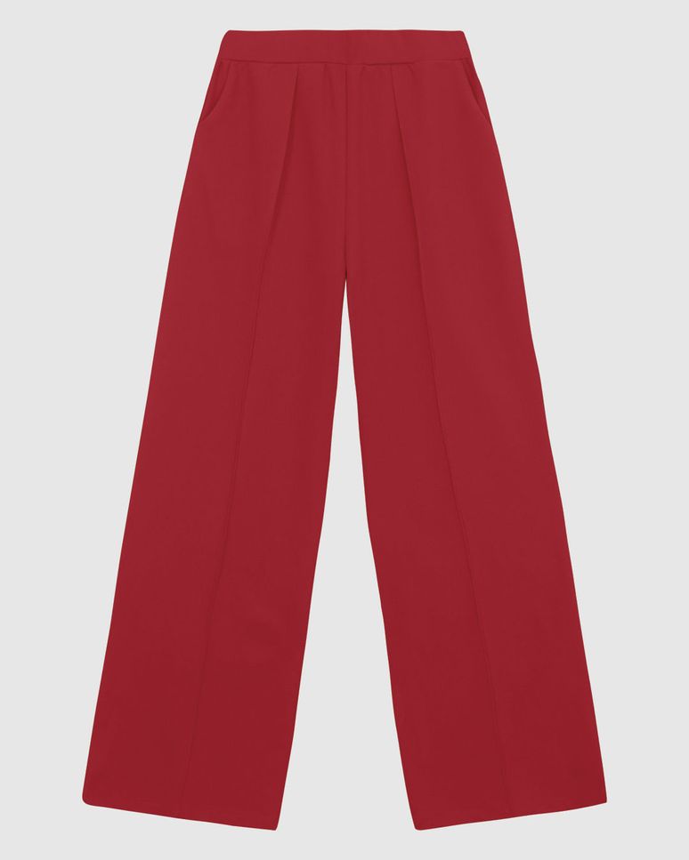 Calça Feminina Reta Bolso Faca Em Malha Creponada - ENFIM