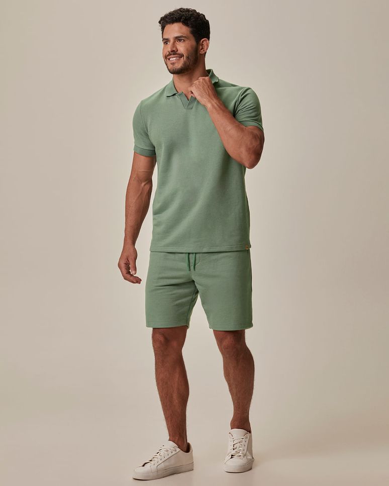 Bermuda Masculina Comfort Cós Elástico Em Moletinho Texturizado