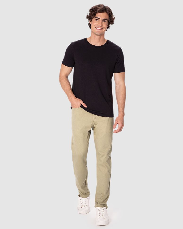 Calça Masculina Slim Bolso Funcional Em Moletom