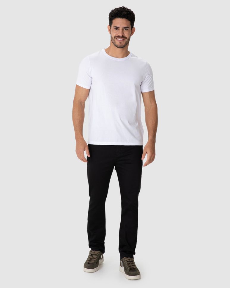 Calça Slim Masculina Cintura Média Em Sarja Super Stretch