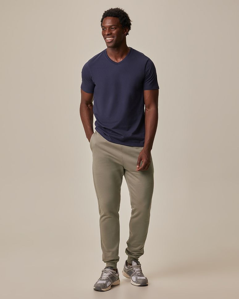 Calça Básica Masculina Jogger Em Moletom Flanelado