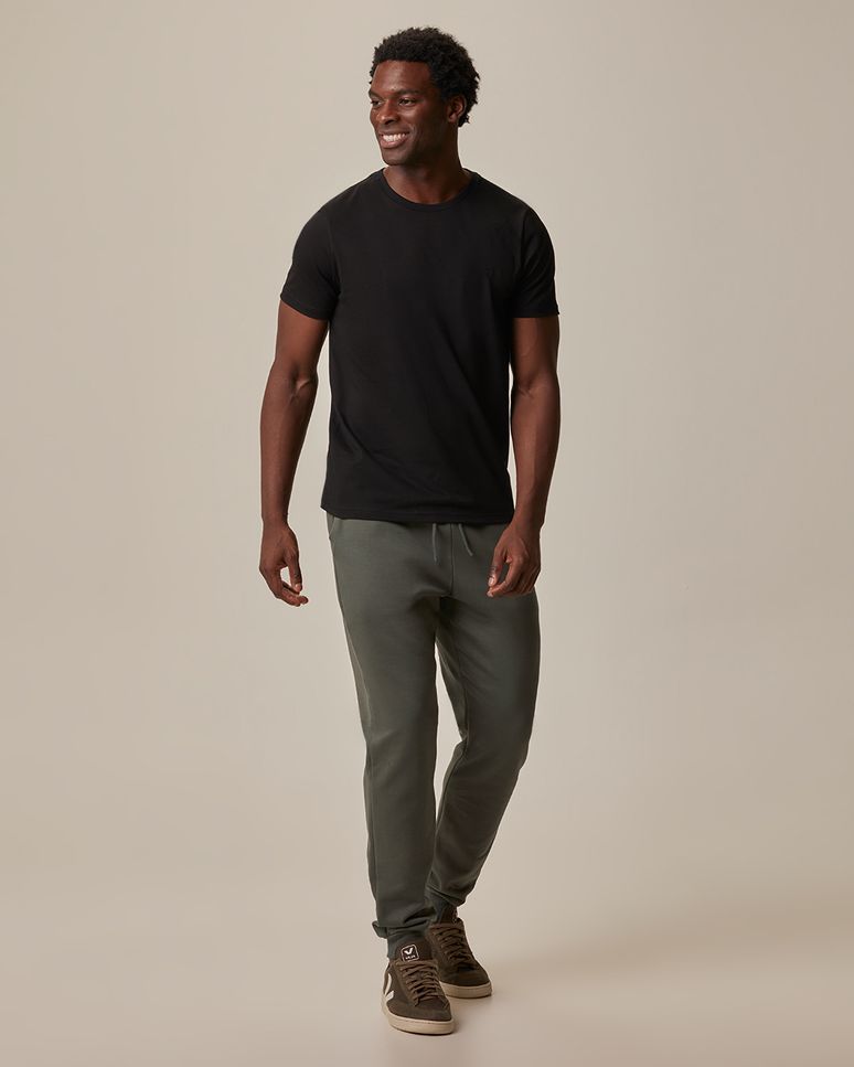 Calça Básica Masculina Jogger Em Moletom Flanelado