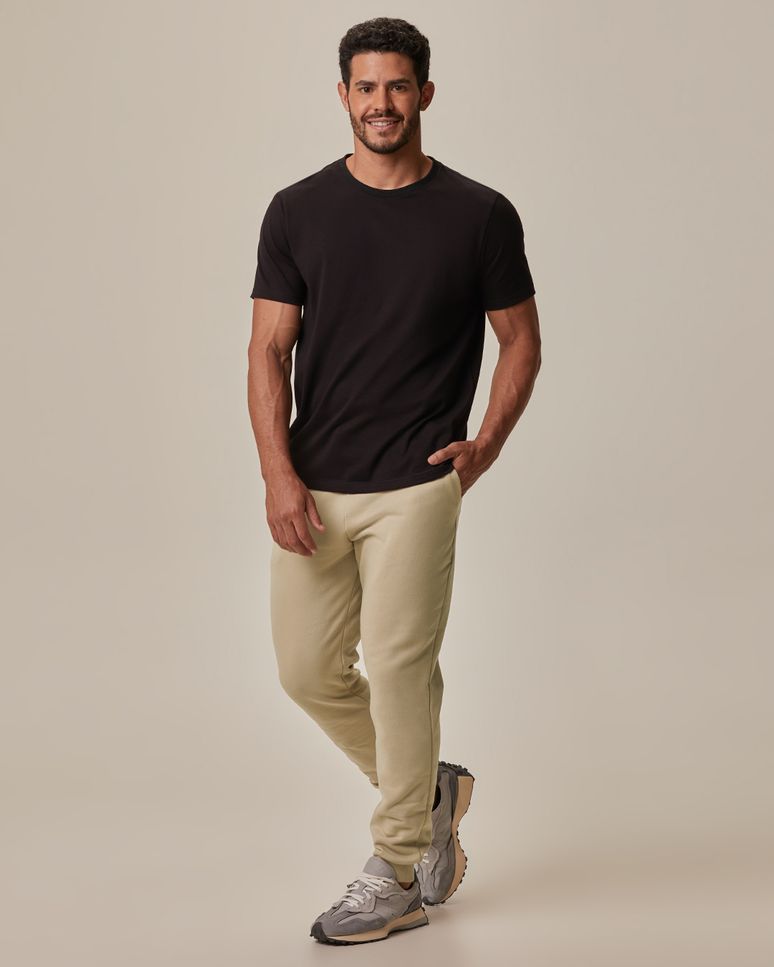 Calça Básica Masculina Jogger Em Moletom Flanelado