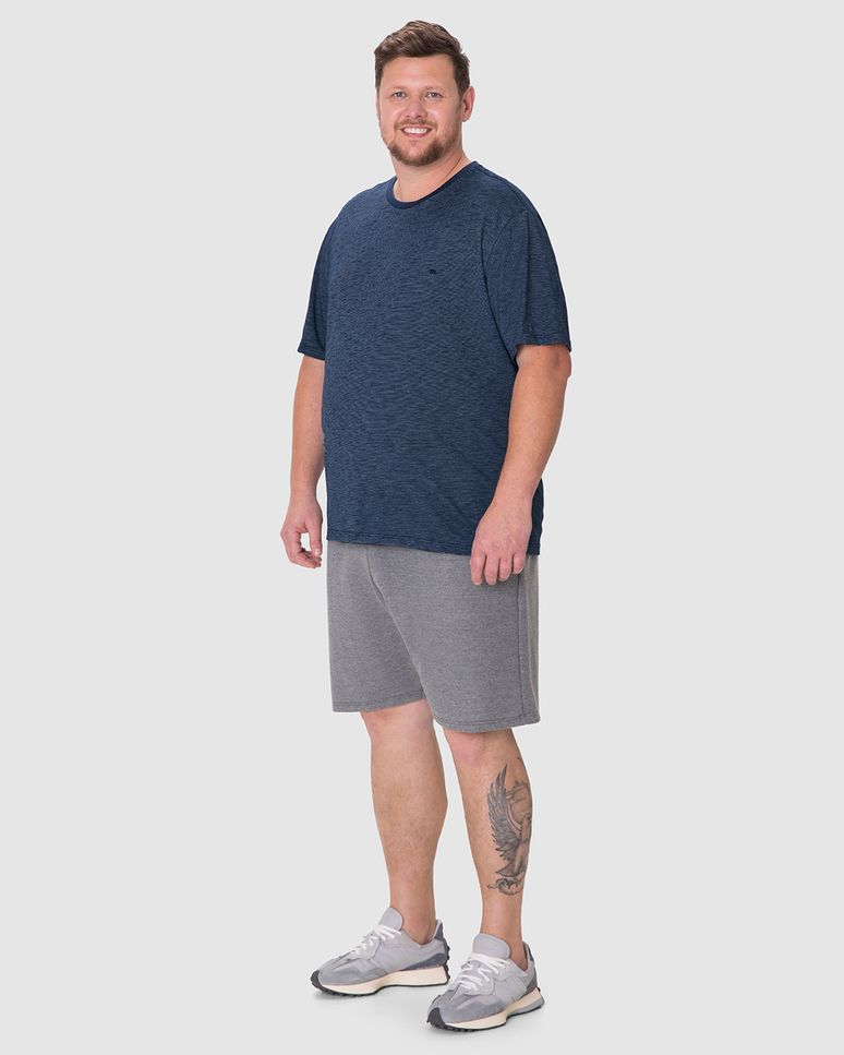 Camiseta Básica Masculina Plus Size Regular Em Malha Fio A Fio