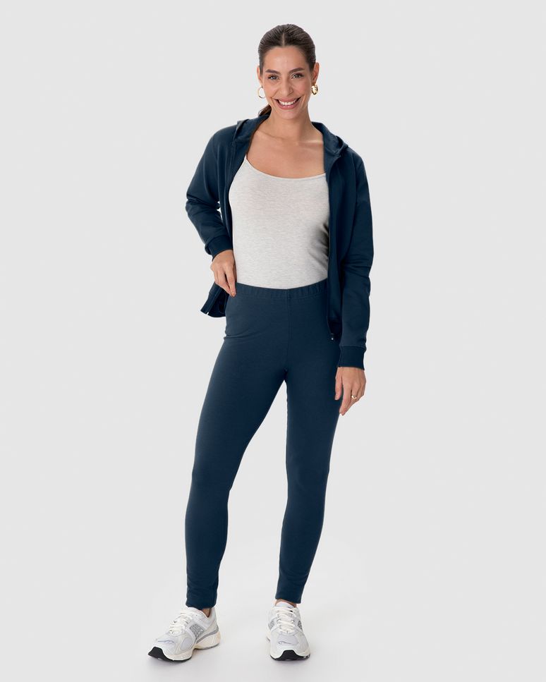 Calça Legging Básica Feminina Em Moletom Stretch Flanelado