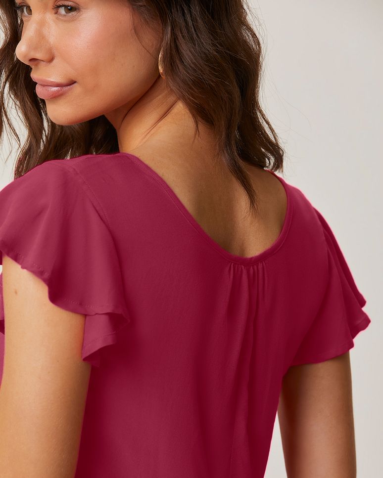 Blusa Feminina Evasê Manga Curta Em Viscose