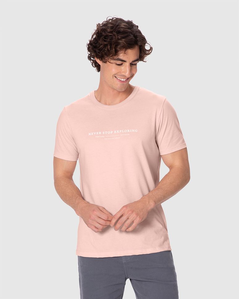 Camiseta Masculina Slim Gola Redonda Manga Curta Estampada Em Algodão