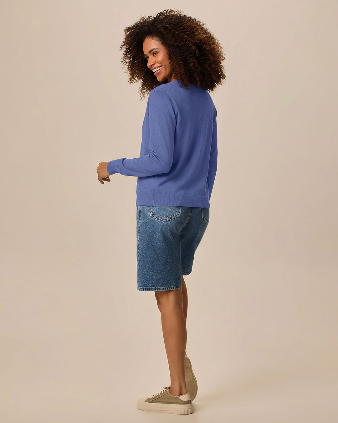 Cardigan Básico Feminino Decote V Em Tricô ROXO - Malwee