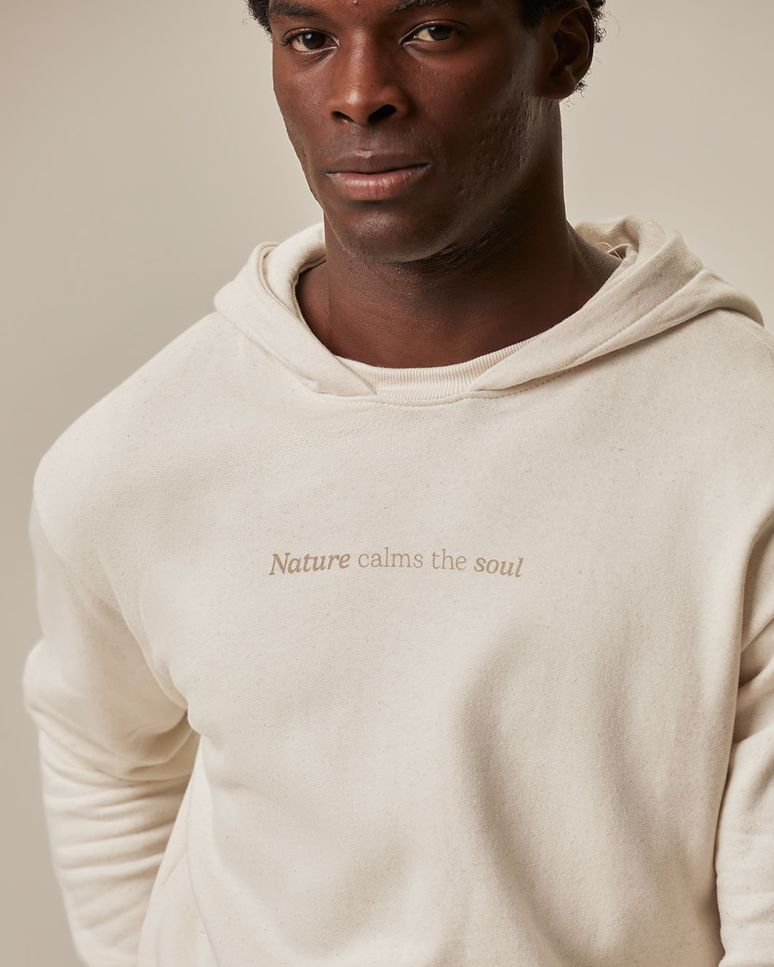 Blusão Masculino Com Capuz Estampa Nature Calms The Soul Em Moletom Linho