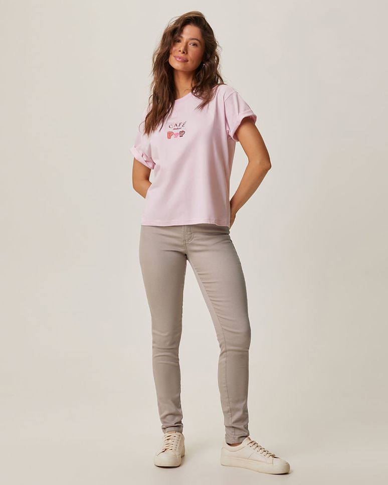 Calça Feminina Skinny Em Sarja Com Elastano