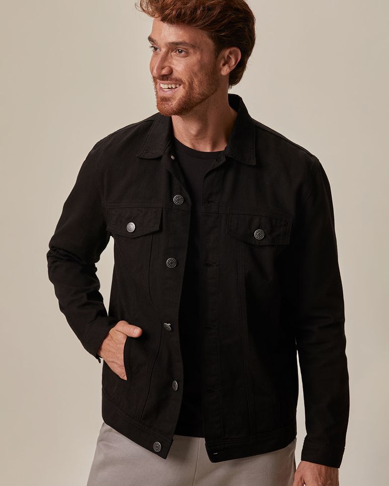 Jaqueta Masculina Tradicional Botões Frontais Em Sarja 100% Algodão