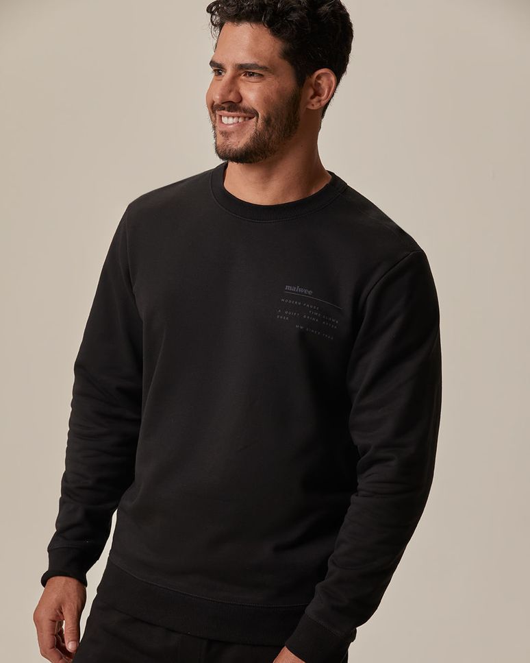 Blusão Masculino Regular Estampa Frente E Costas Em Moletom Flanelado