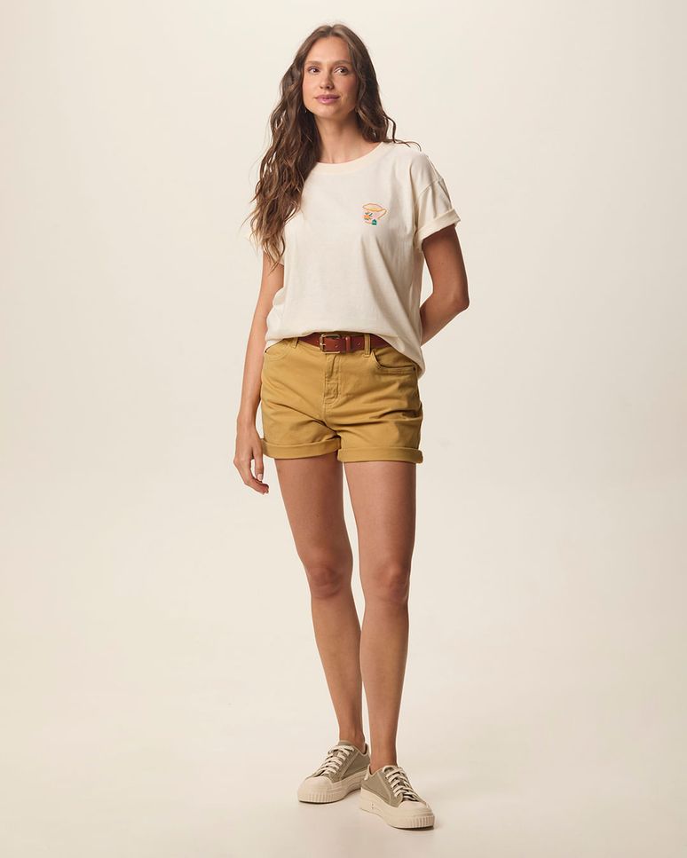 Bermuda Feminina Comfort Cintura Média Em Sarja Com Elastano