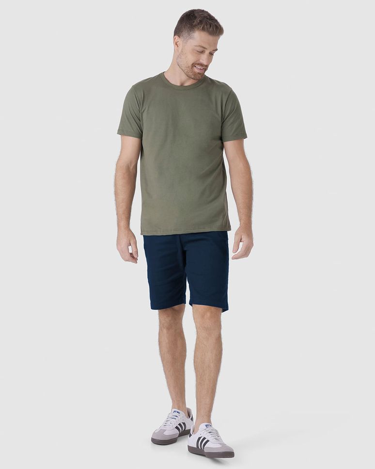 Bermuda Masculina Slim Em Sarja Com Elastano