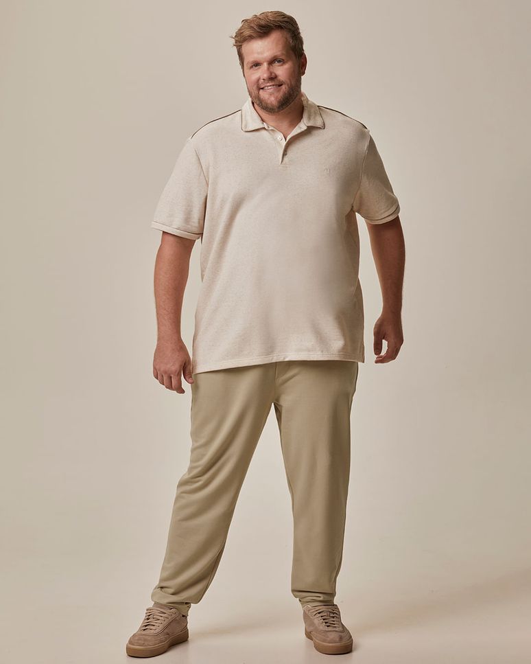 Calça Masculina Plus Size Slim Bolso Costas Em Moletinho