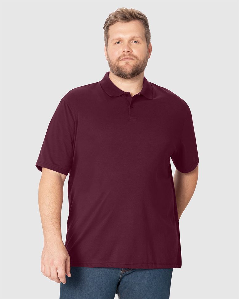 Camisa Polo Básica Masculina Plus Size Peitilho Frontal Em Algodão