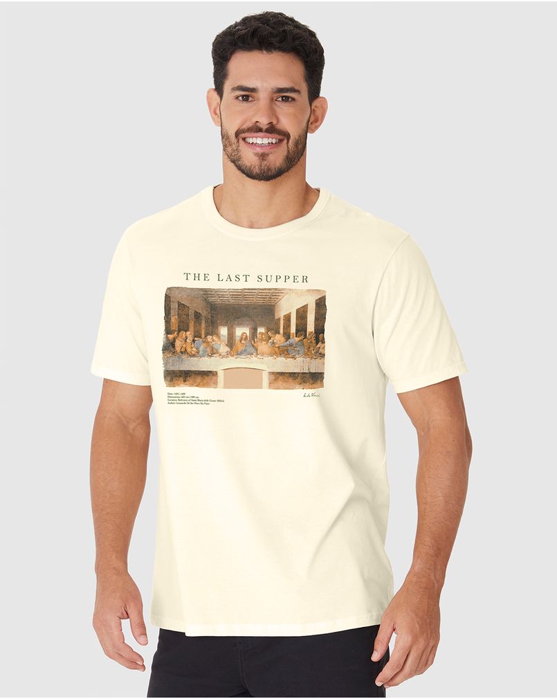 Camiseta Masculina Regular Estampa Especial Leonardo Da Vinci OFF