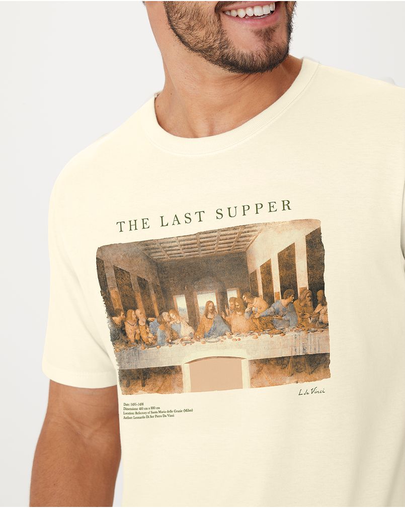 Camiseta Masculina Regular Estampa Especial Leonardo Da Vinci OFF