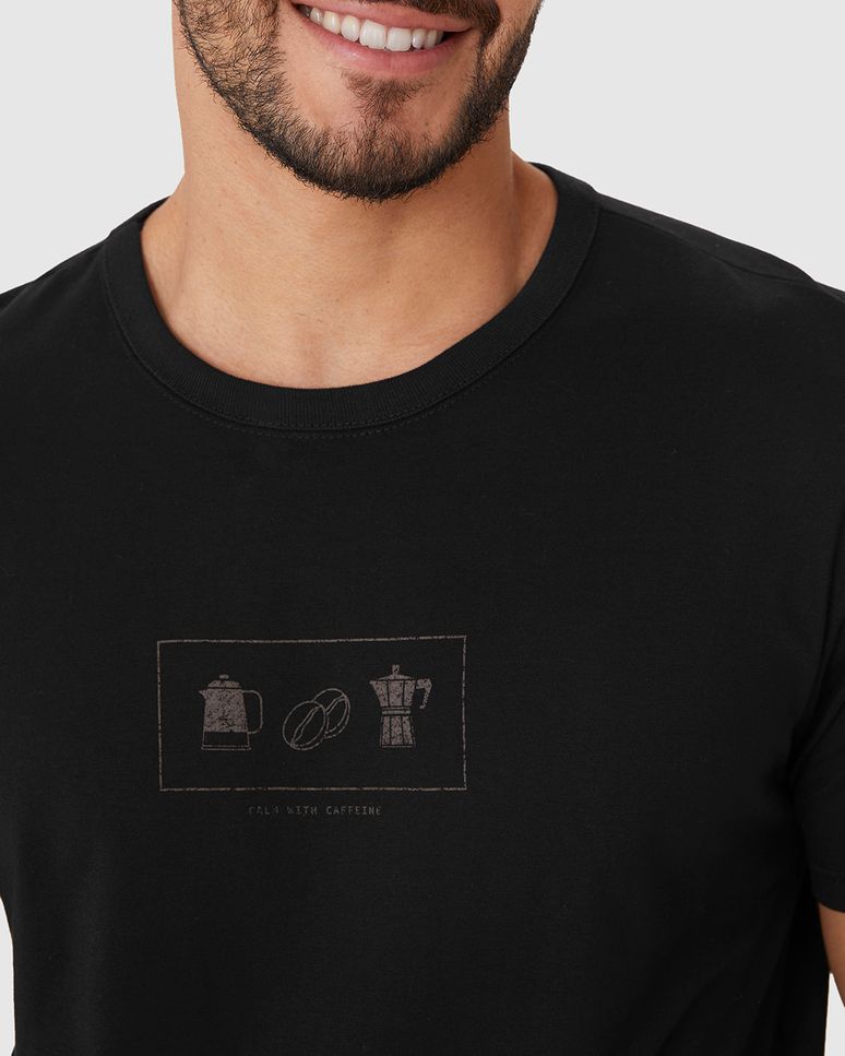 Camiseta Masculina Slim Manga Curta Estampa Frontal Em Algodão