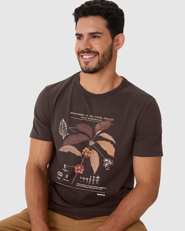 Camiseta Masculina Slim Manga Curta Estampa Frontal Em Algodão