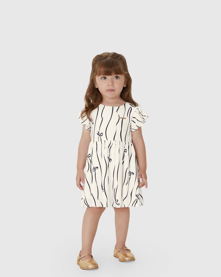 Vestido Menina Detalhe Transpassado Costas Em Viscose - Carinhoso