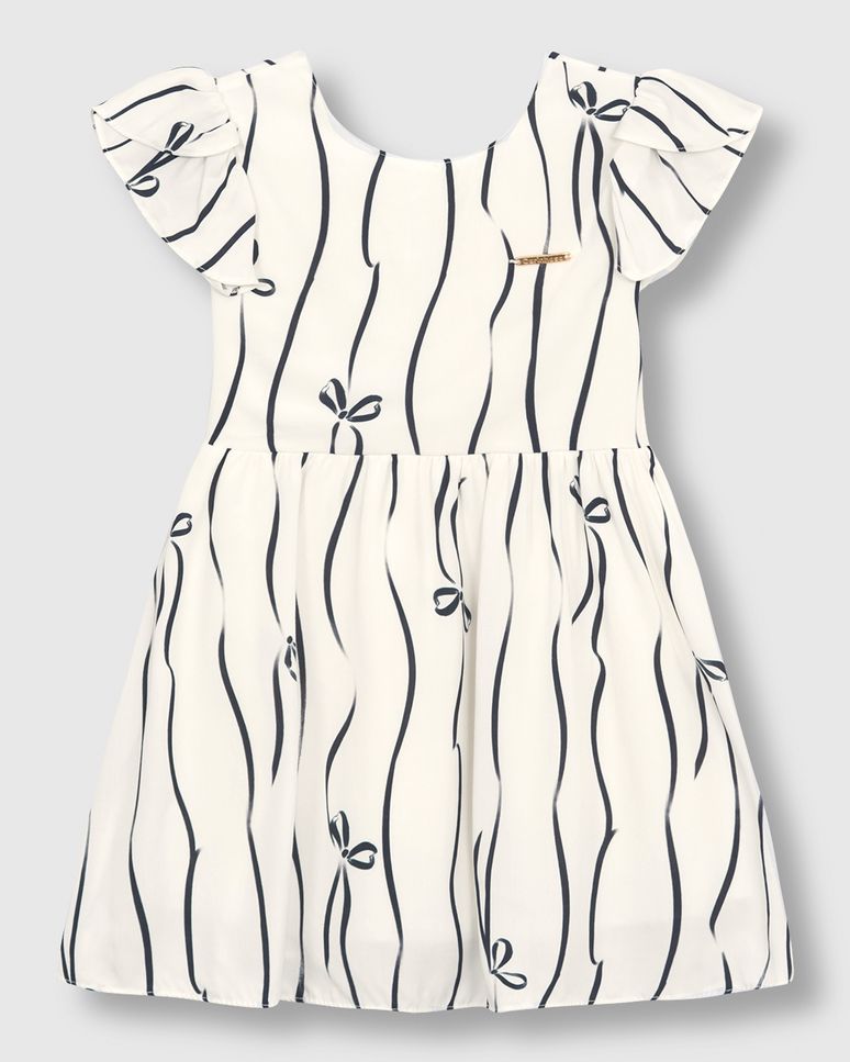 Vestido Menina Detalhe Transpassado Costas Em Viscose - Carinhoso