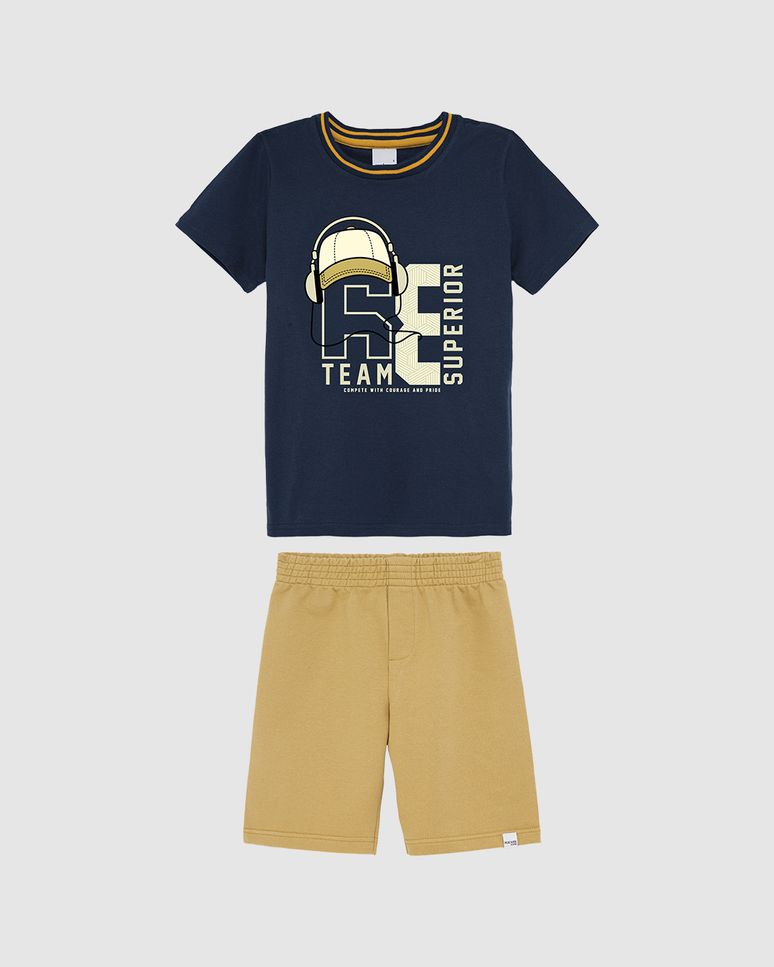 Conjunto Infantil Menino Camiseta Superior Team Em Algodão Malwee Kids