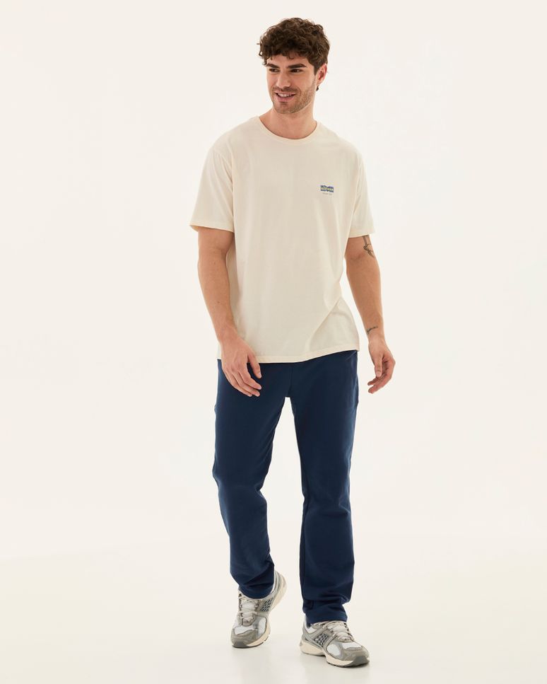 Calça Reta Masculina Bolso Costas Em Moletom Com Felpa Original Malwee
