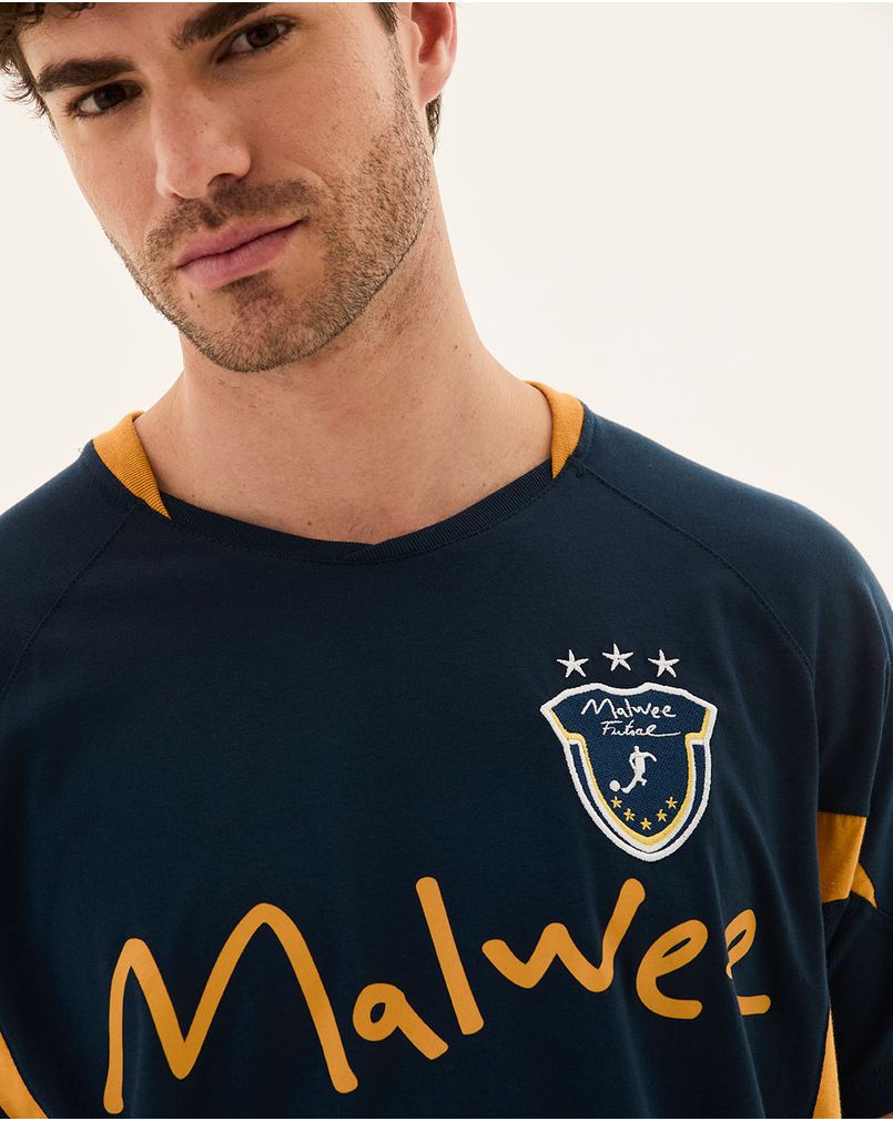 Camiseta Masculina Retrô Sport Futsal Original Malwee Azul - Malwee