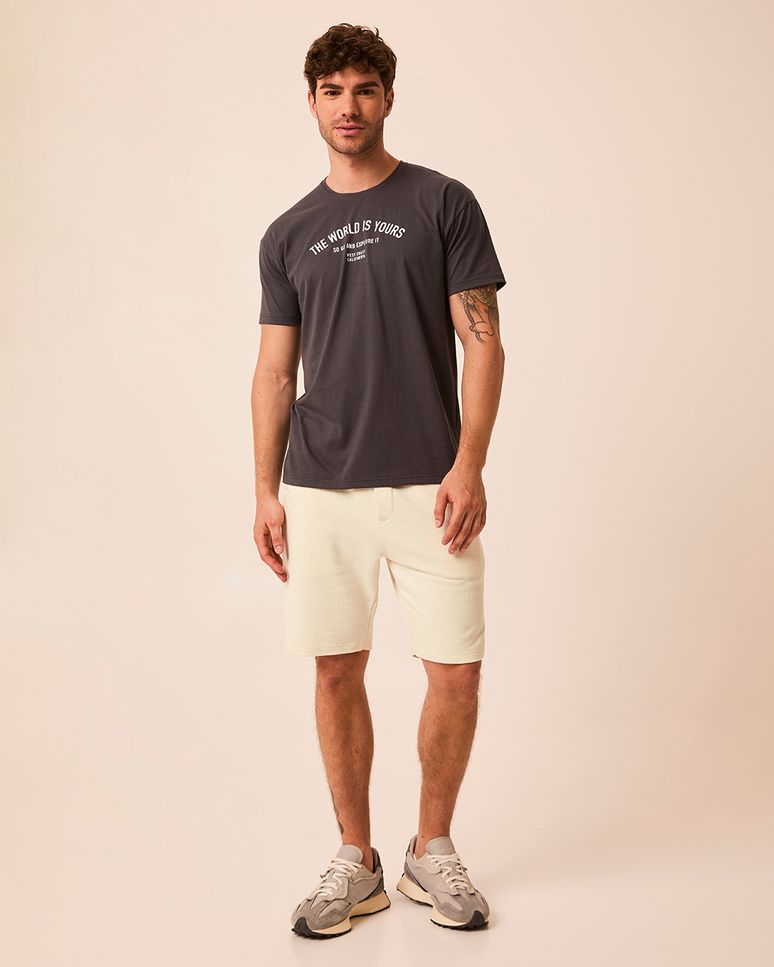 Bermuda Masculina Comfort Cadarço Frontal Em Moletom Eco