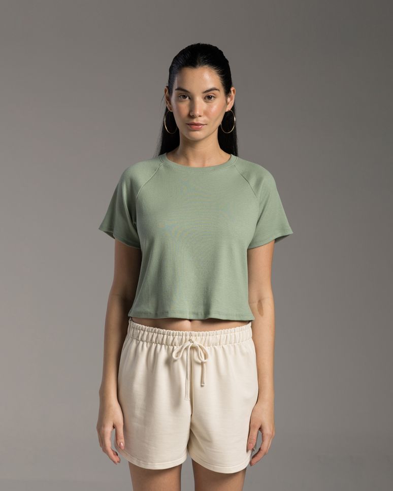 Camiseta Cropped Feminina Tecnológica Anti Odor Ribana - BASICAMENTE