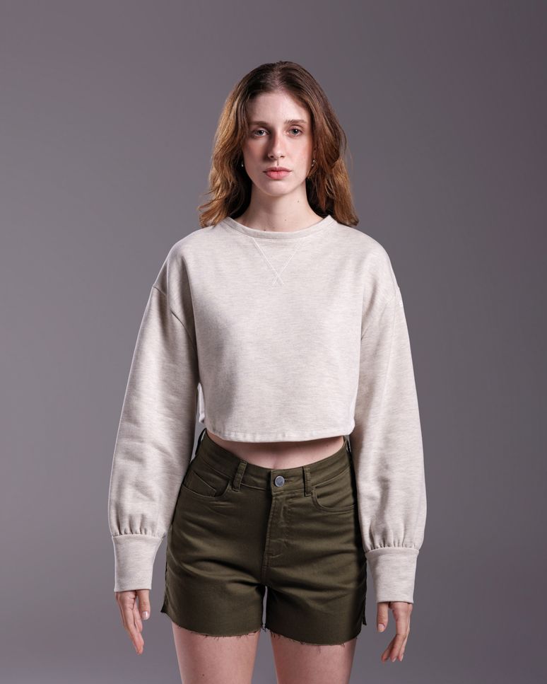 Blusão Cropped Moletom Stretch Tech Noliquid Feminino