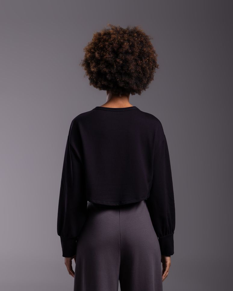 Blusão Feminino Cropped Moletom Tecnológico No Liquid - BASICAMENTE