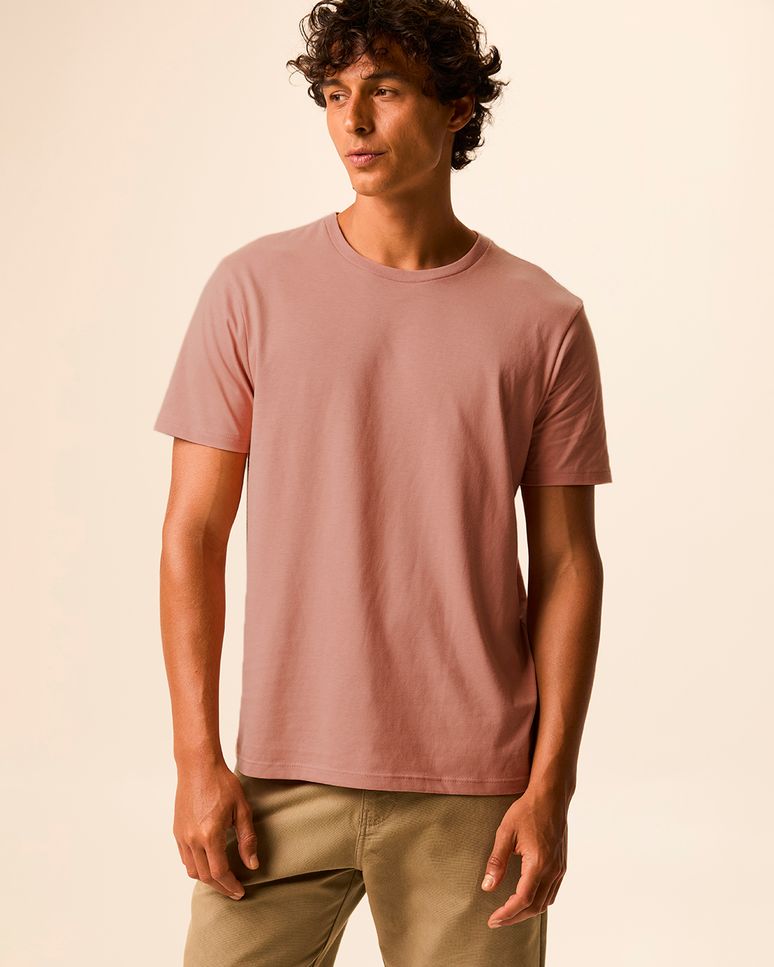 Camiseta Masculina Regular Manga Curta Em Malha Do Abraço