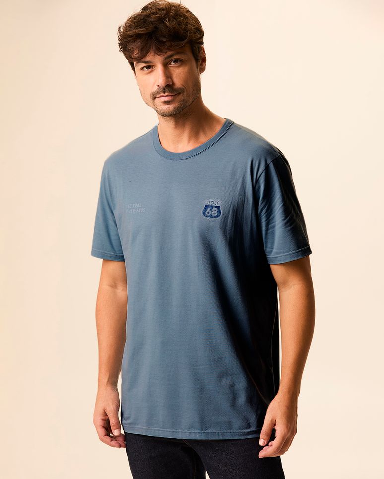 Camiseta Masculina Estampa No Peitoral Em Algodão