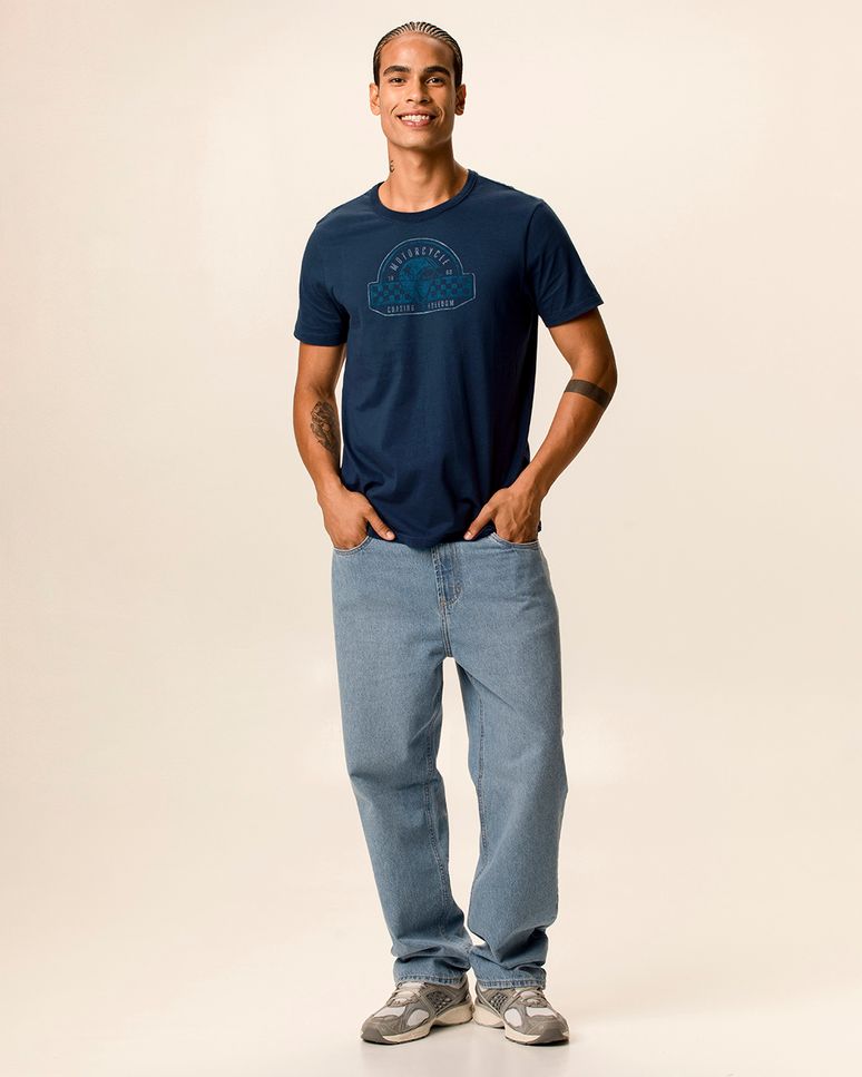 Camiseta Masculina Regular Motorcycle Em Algodão