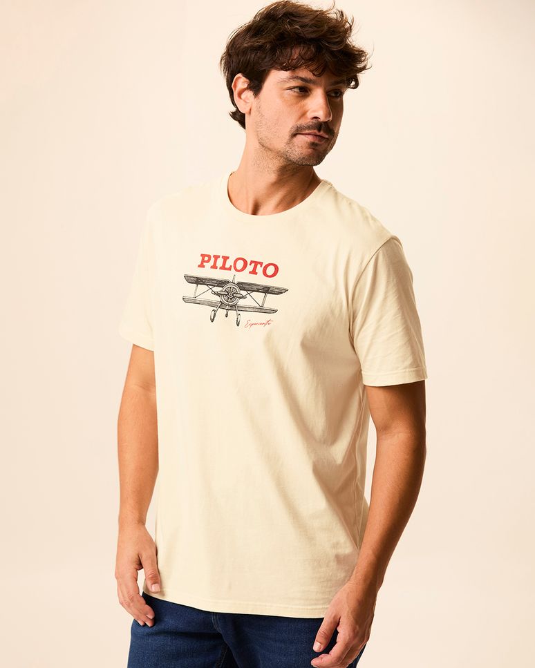 Camiseta Masculina Regular Piloto Experiente Em Algodão