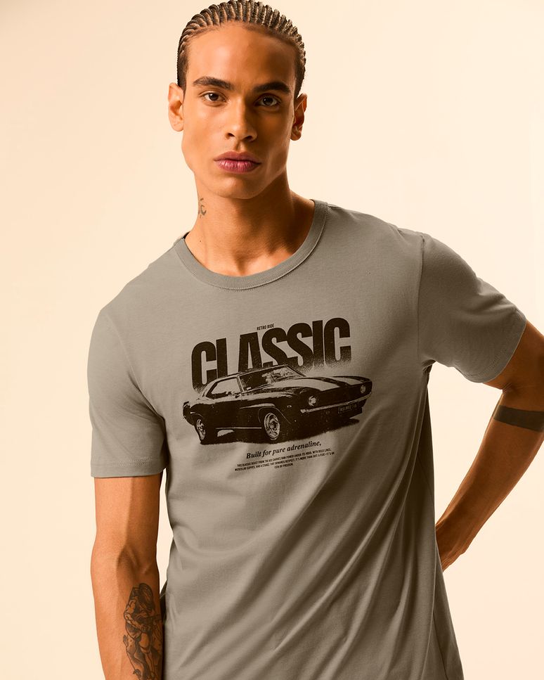 Camiseta Masculina Regular Classic Car Em Algodão