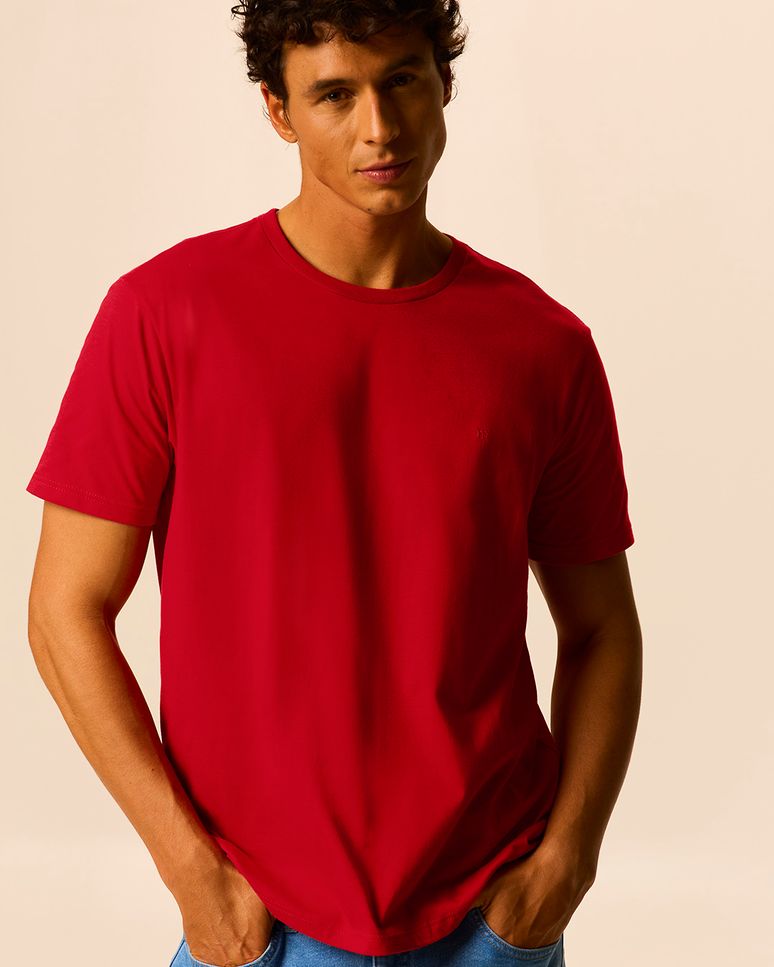 Camiseta Ícone Masculina Bordado Frontal Em Algodão