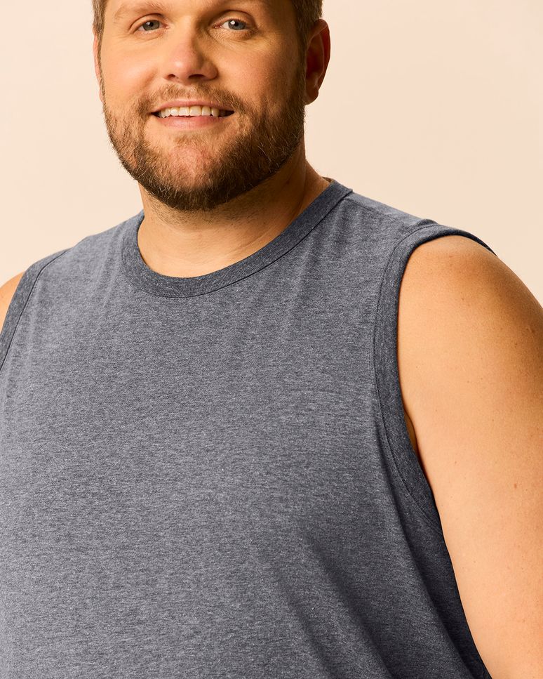 Regata Básica Masculina Plus Size Decote Redondo Alça Larga Em Algodão