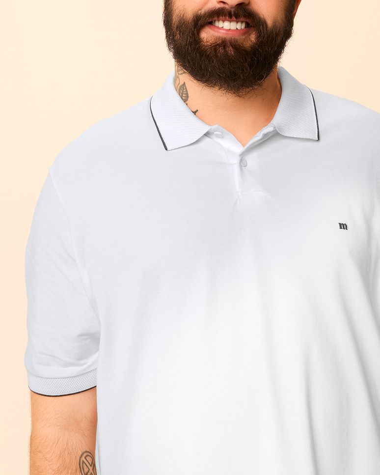 Camisa Polo Masculina Plus Size Regular Em Piquet Stretch