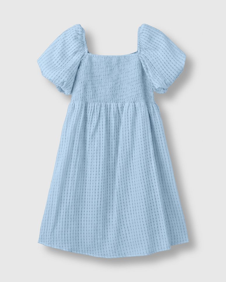 Vestido Menina Manga Bufante Em Tecido Quadriculado - Carinhoso