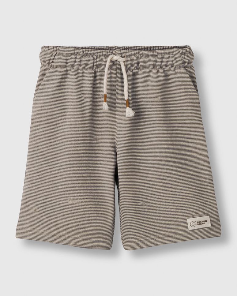 Bermuda Menino Bolso Funcional Moletinho Listrado - Carinhoso
