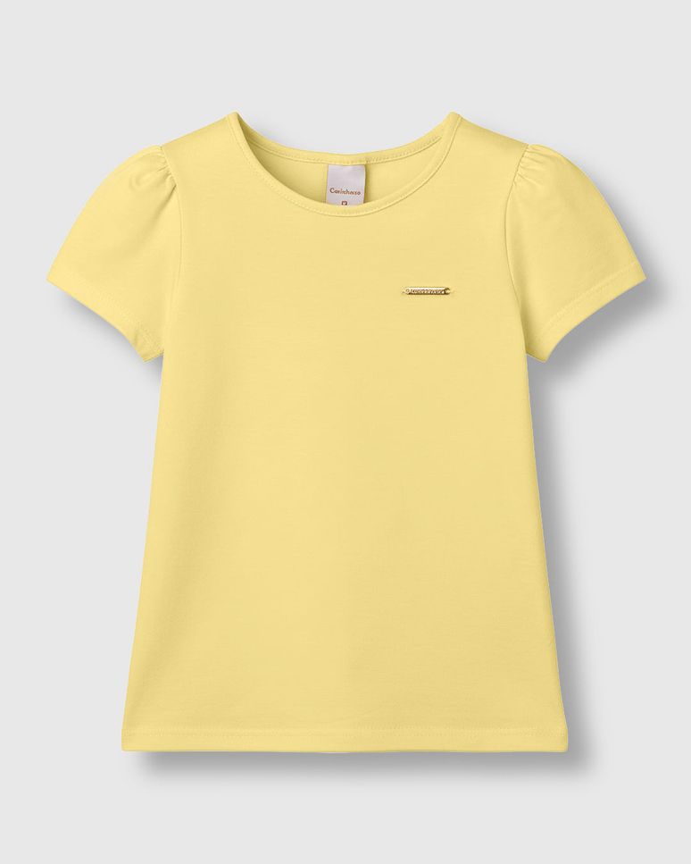 Blusa Menina Plaqueta Metálica Peitoral Malha Algodão - Carinhoso