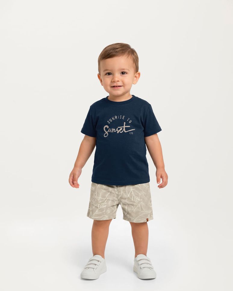 Conjunto Menino Camiseta Sunrise To Sunset Em Algodão - Carinhoso