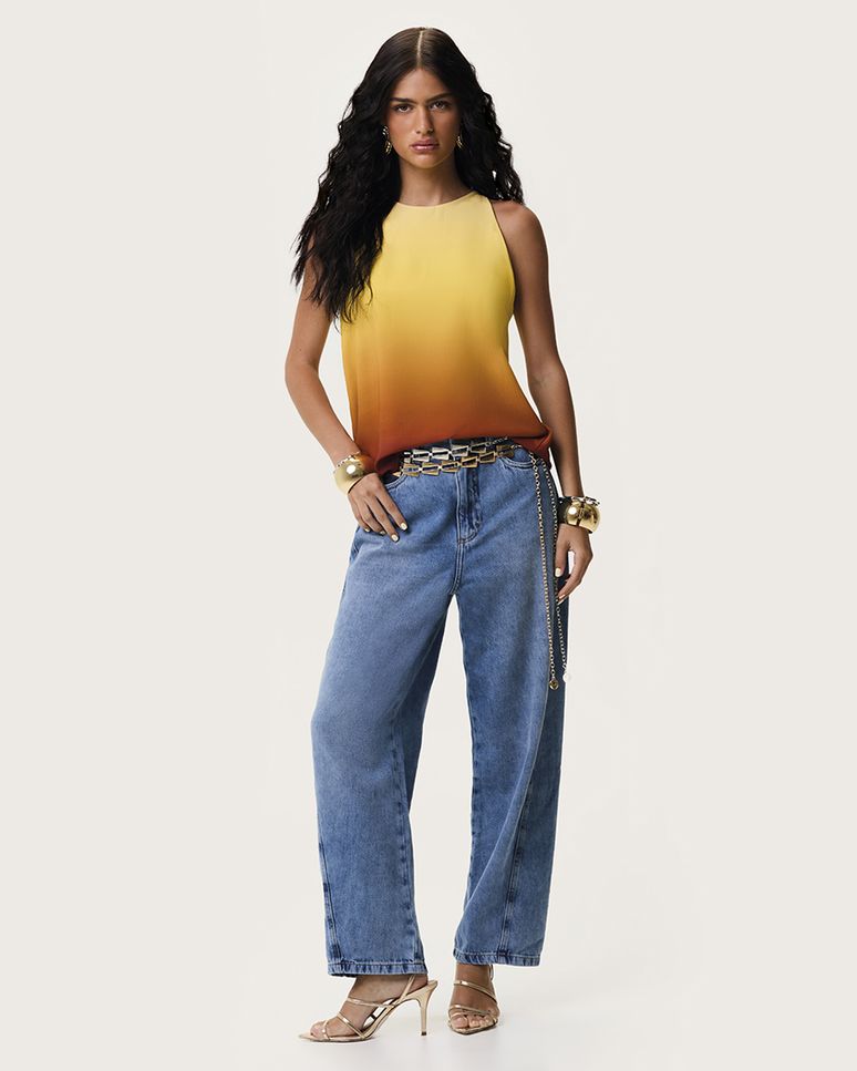 Blusa Feminina Evasê Degradê Abertura Costas Em Viscose - ENFIM